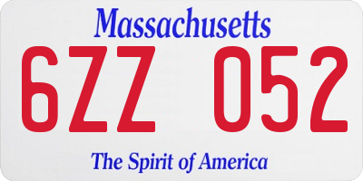 MA license plate 6ZZ052