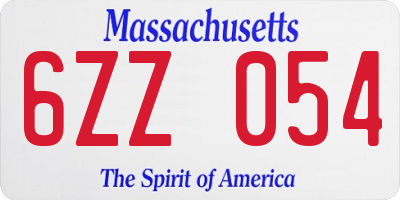 MA license plate 6ZZ054