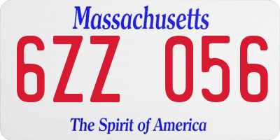 MA license plate 6ZZ056