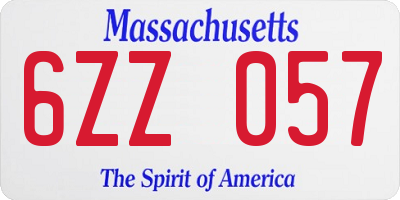 MA license plate 6ZZ057