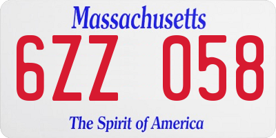 MA license plate 6ZZ058