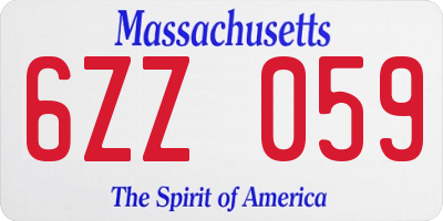 MA license plate 6ZZ059