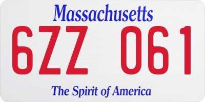 MA license plate 6ZZ061