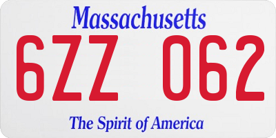 MA license plate 6ZZ062