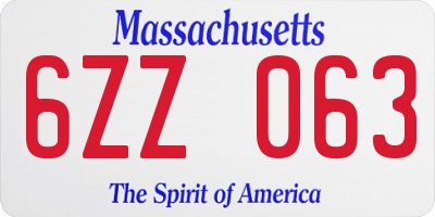 MA license plate 6ZZ063