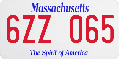 MA license plate 6ZZ065