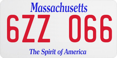 MA license plate 6ZZ066