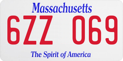 MA license plate 6ZZ069
