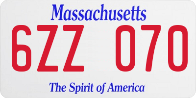 MA license plate 6ZZ070