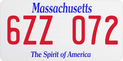 MA license plate 6ZZ072