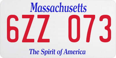 MA license plate 6ZZ073