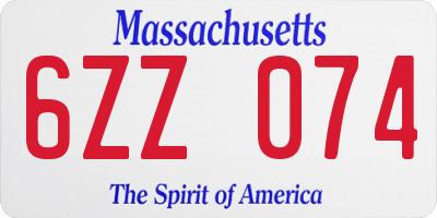 MA license plate 6ZZ074