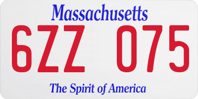 MA license plate 6ZZ075