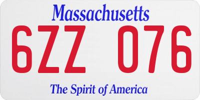 MA license plate 6ZZ076