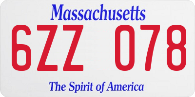 MA license plate 6ZZ078