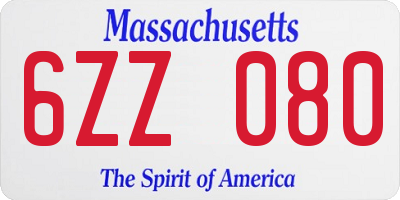 MA license plate 6ZZ080