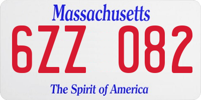 MA license plate 6ZZ082