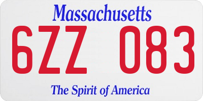 MA license plate 6ZZ083