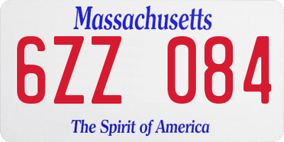 MA license plate 6ZZ084