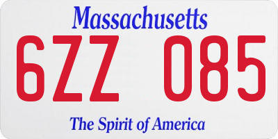 MA license plate 6ZZ085