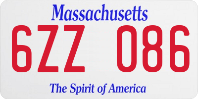 MA license plate 6ZZ086