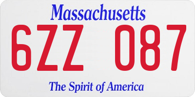 MA license plate 6ZZ087