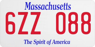 MA license plate 6ZZ088