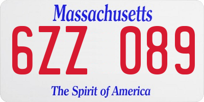 MA license plate 6ZZ089