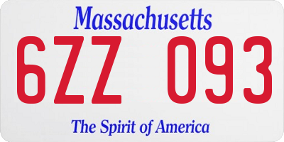 MA license plate 6ZZ093