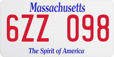 MA license plate 6ZZ098