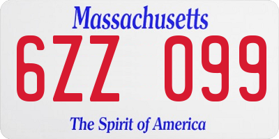 MA license plate 6ZZ099