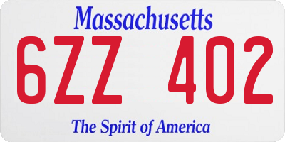 MA license plate 6ZZ402