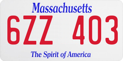 MA license plate 6ZZ403