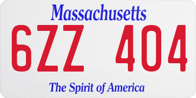 MA license plate 6ZZ404
