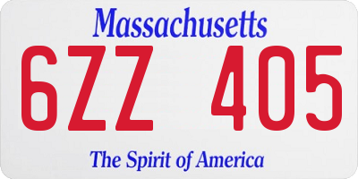 MA license plate 6ZZ405