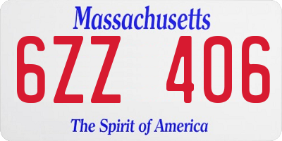 MA license plate 6ZZ406