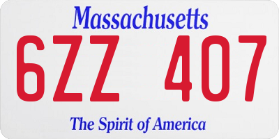 MA license plate 6ZZ407