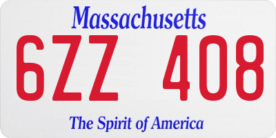 MA license plate 6ZZ408