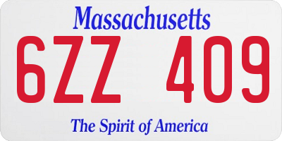MA license plate 6ZZ409