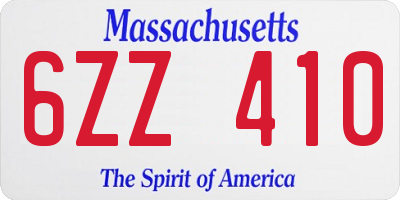 MA license plate 6ZZ410