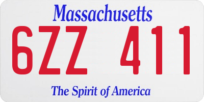 MA license plate 6ZZ411