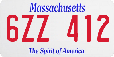 MA license plate 6ZZ412