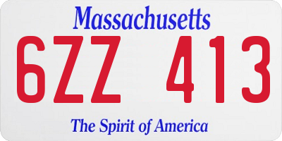 MA license plate 6ZZ413