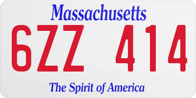 MA license plate 6ZZ414