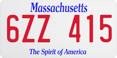 MA license plate 6ZZ415
