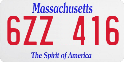 MA license plate 6ZZ416