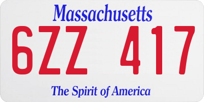 MA license plate 6ZZ417