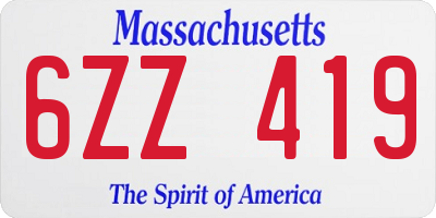 MA license plate 6ZZ419