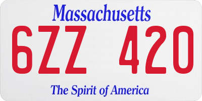 MA license plate 6ZZ420