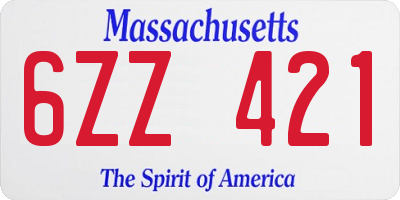 MA license plate 6ZZ421